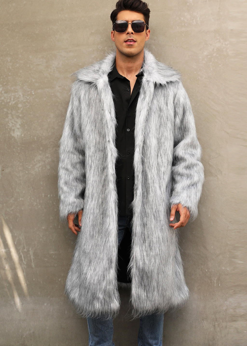 A.1 Men's Imitation Fox Fur Warm Coat Jacket - enhanced image 3