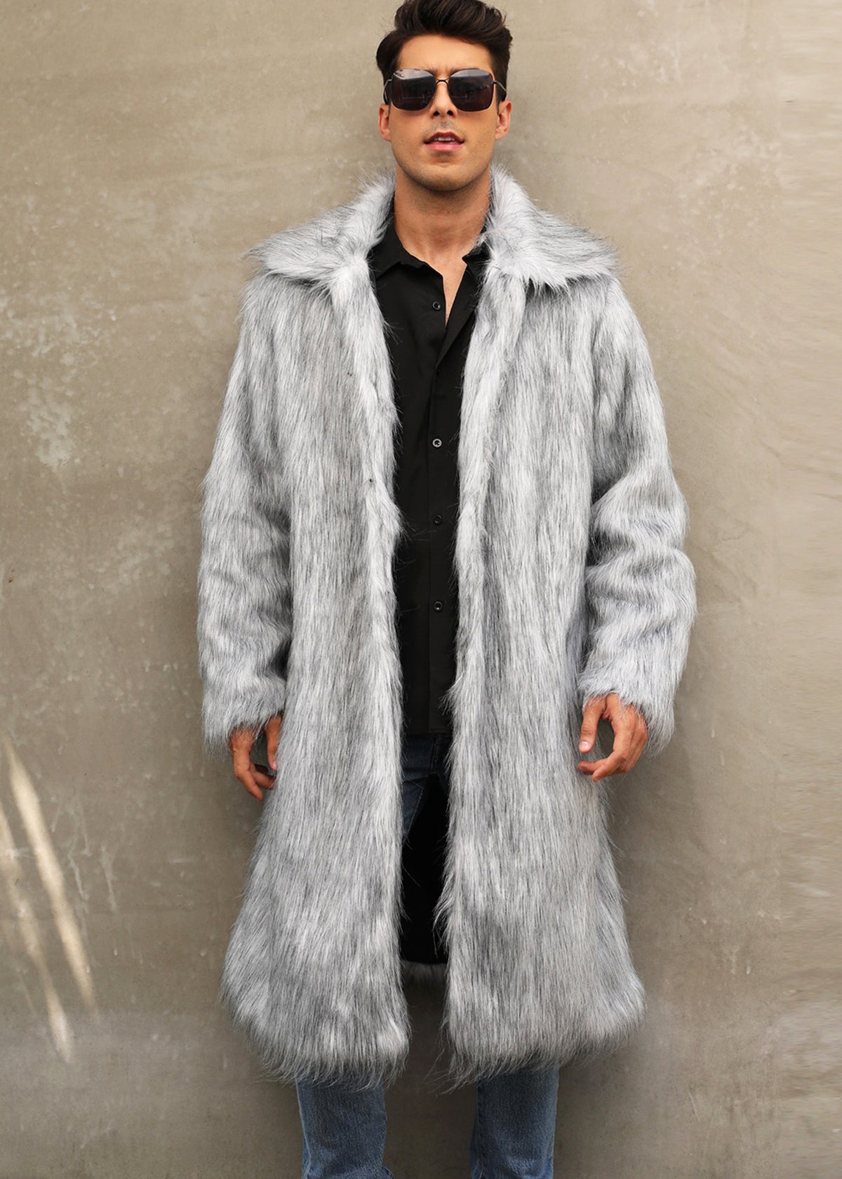 A.1 Men's Imitation Fox Fur Warm Coat Jacket - enhanced image 3