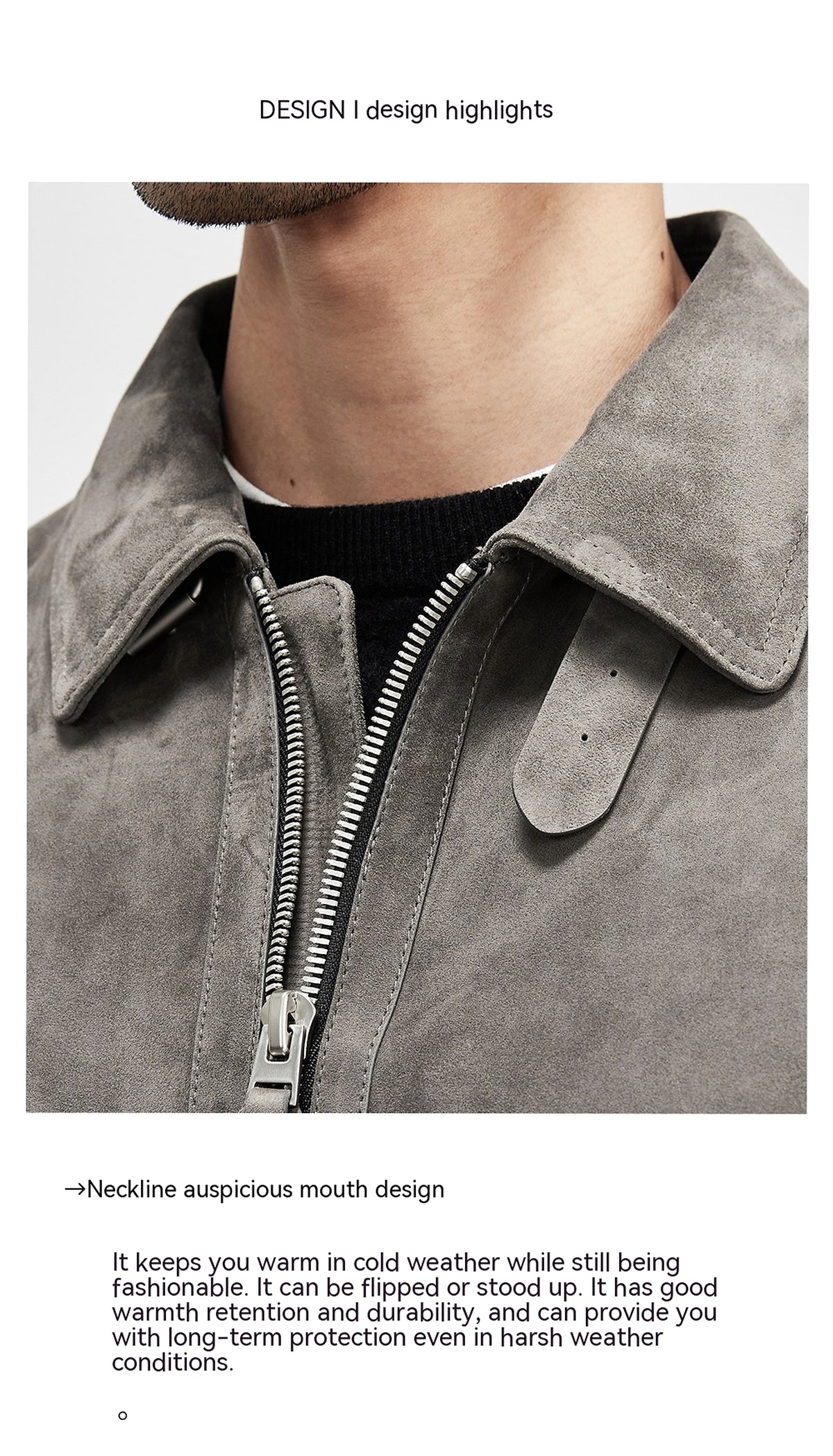 A1. Men's Lambskin Suede Lapel Biker's Leather Jacket - enhanced image 3