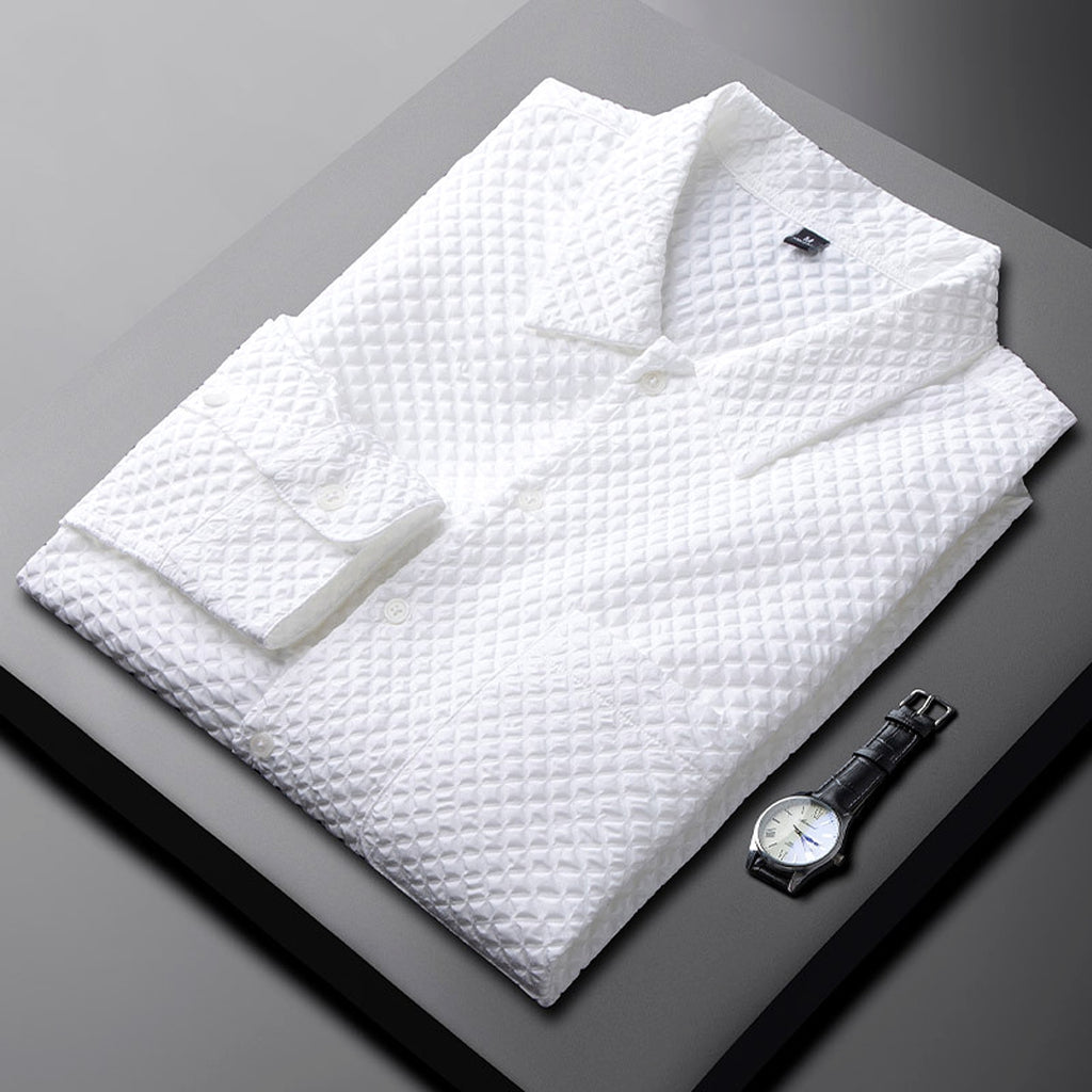Men's Long Sleeve White DressShirt - enhanced image 3
