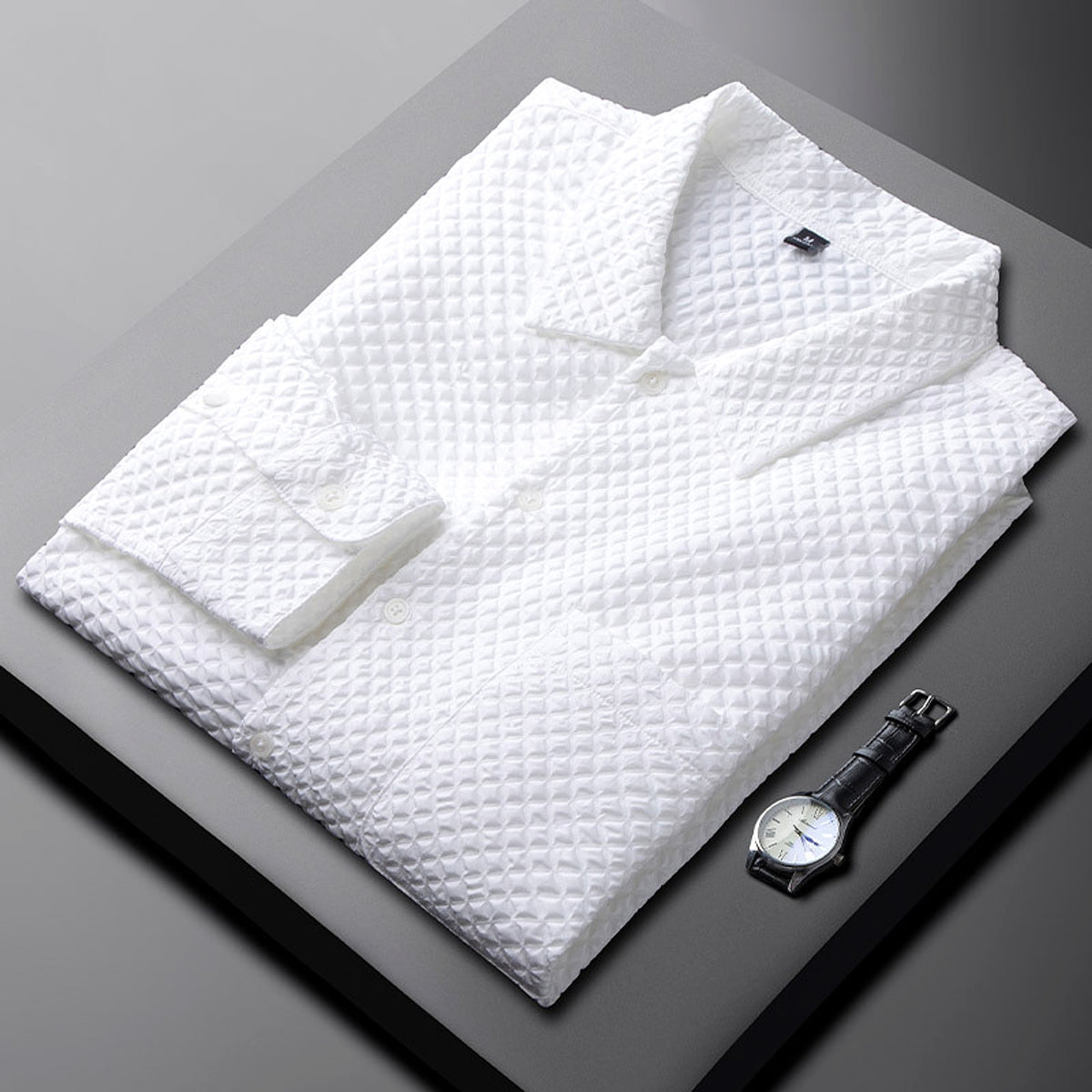 Men's Long Sleeve White DressShirt - enhanced image 3