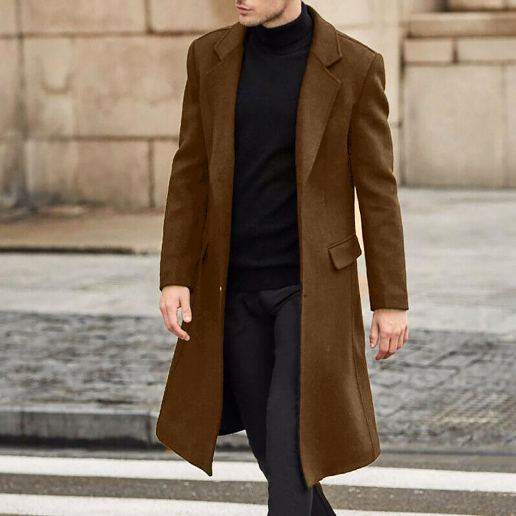 Men's Long Trench Coat Woolen Coat - enhanced image 3
