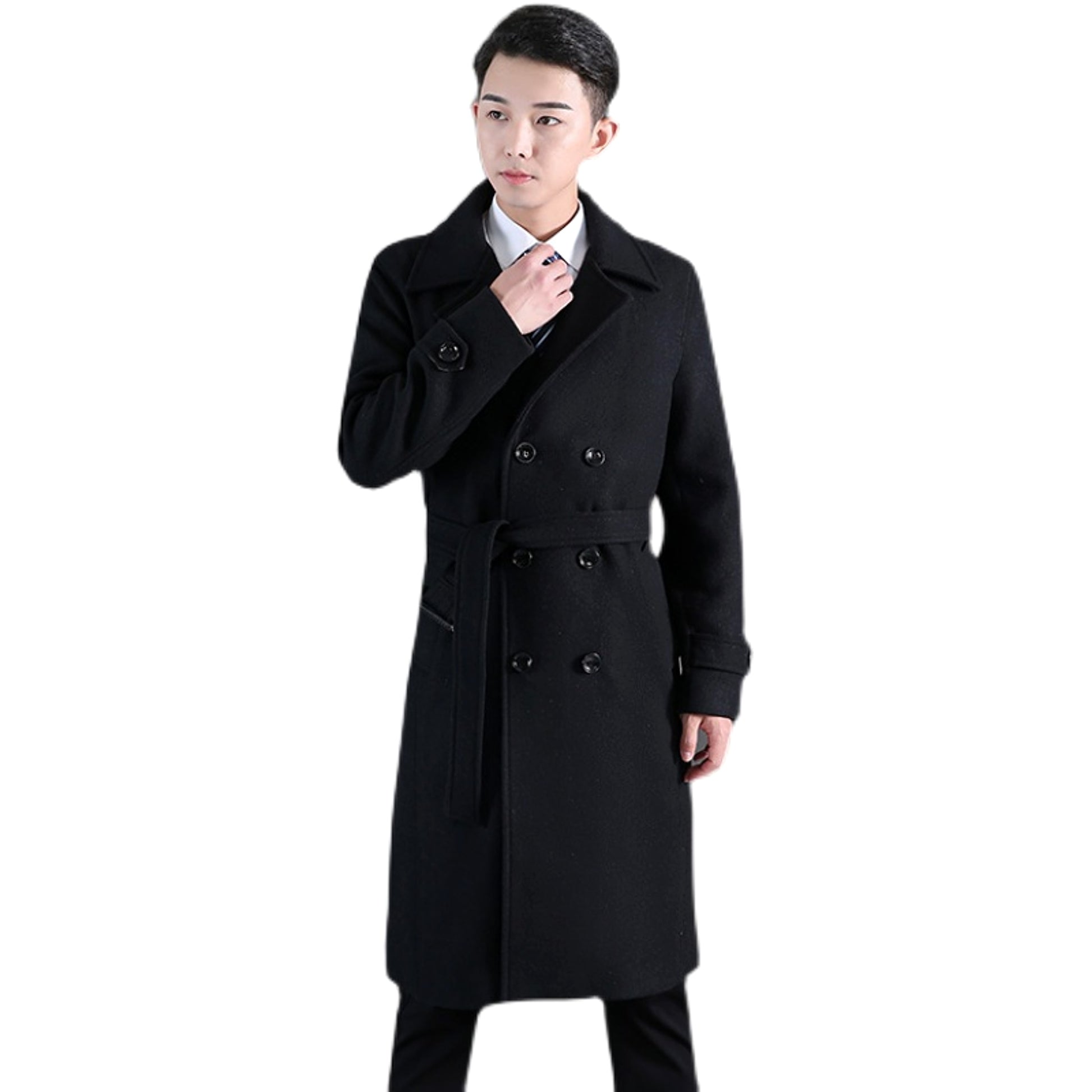 Men's Long Trench Coat - enhanced image 3