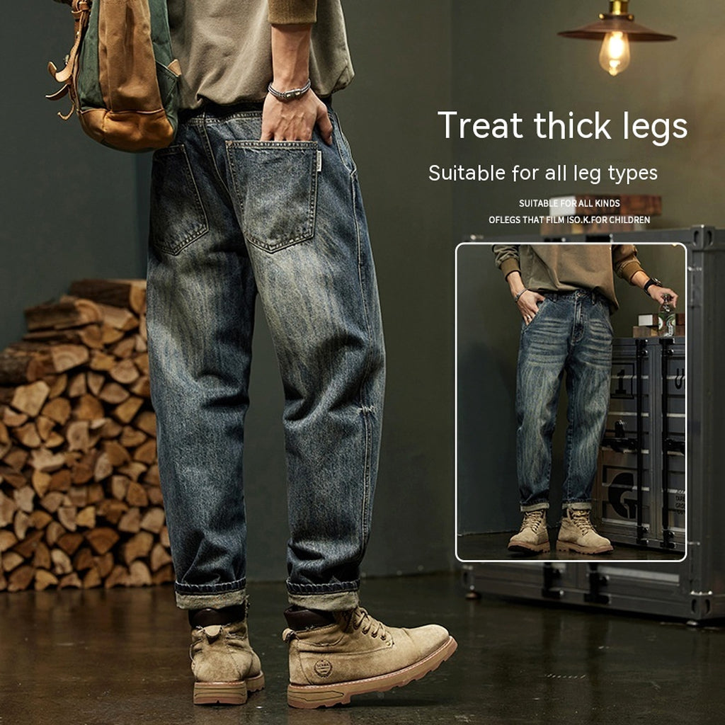 Men's Loose Straight Cargo Pants (Jeans) - enhanced image 3