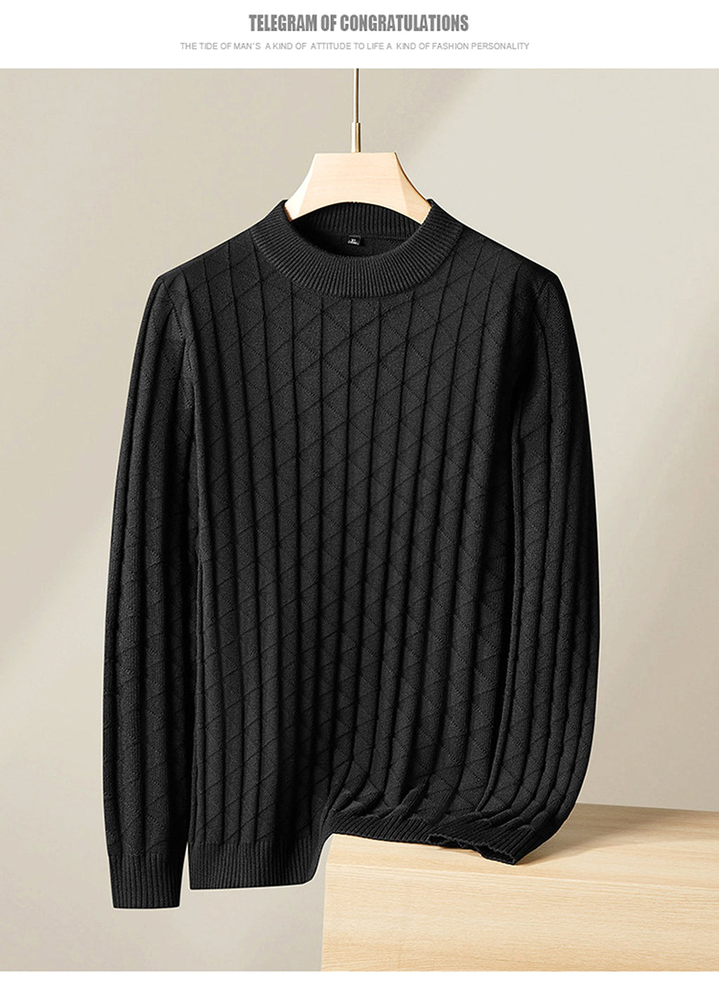 Men's Plus Size Knitted Sweater - enhanced image 3