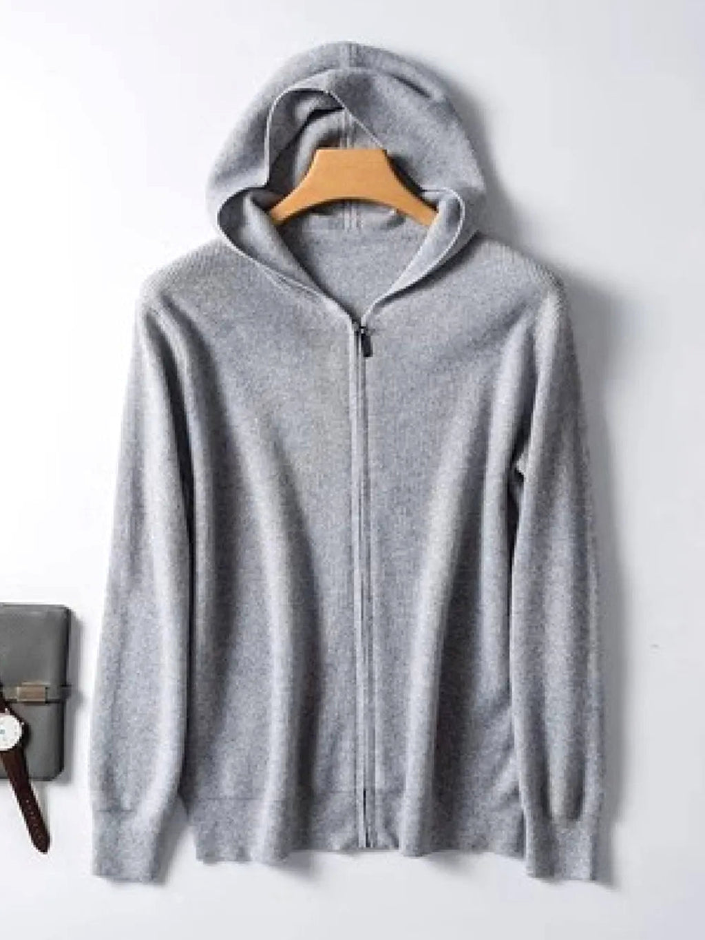 Men's Plus Size Zip-Up Hooded Knit Cardigan - enhanced image 3
