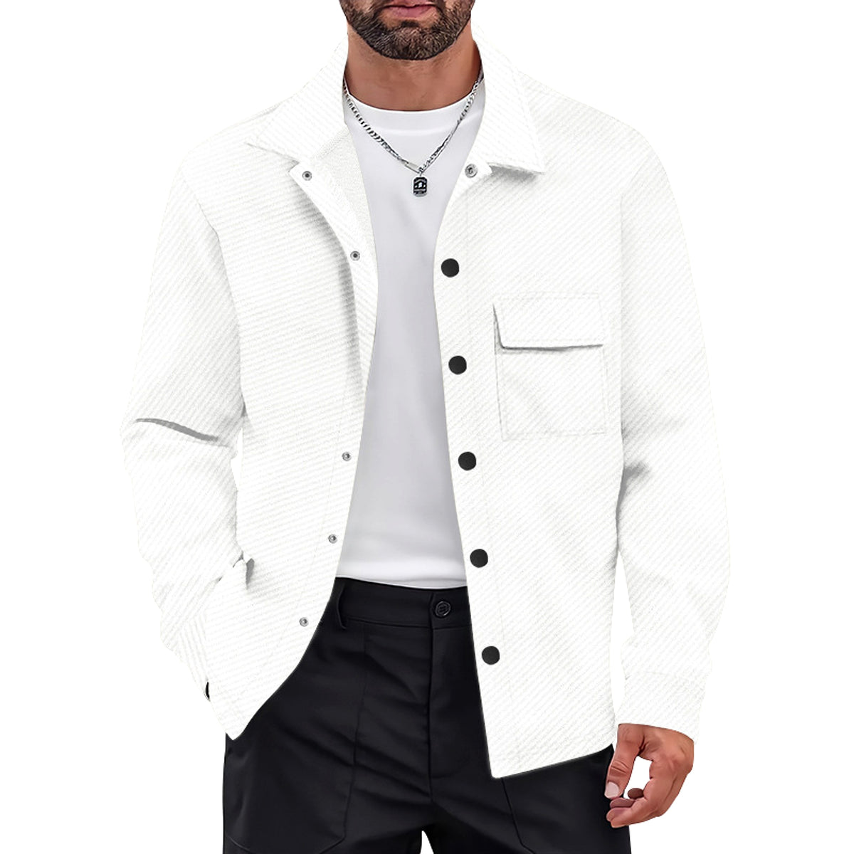 Men's Retro Casual Jacquard Knitted Lapel Shirt Jacket - enhanced image 3