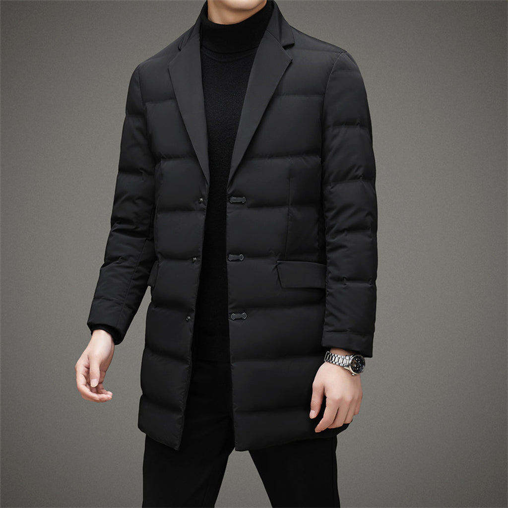 A.1 Men's Scarf Collar Cold-proof Down Jacket Coat Mid-length - enhanced image 3