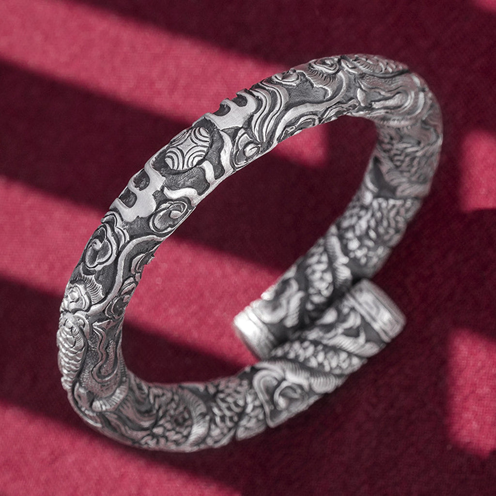 Men's Silver Double Head Bead Playing Bracelet - enhanced image 3