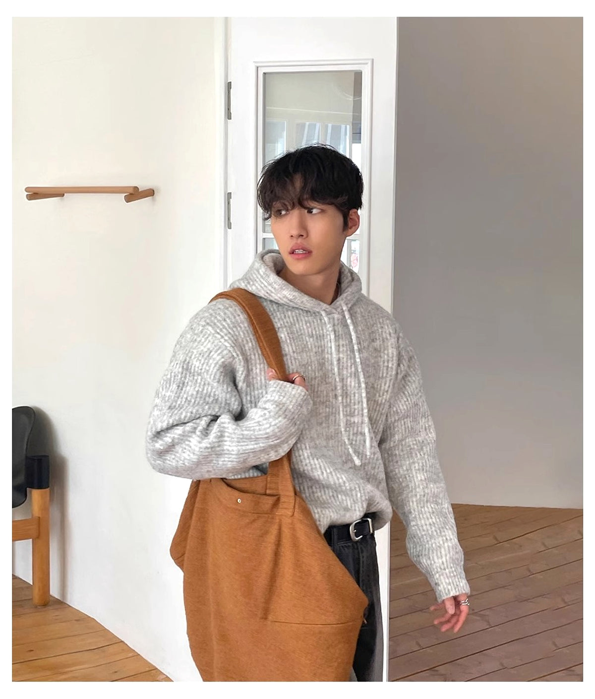 Men's Slouchy Fluffy Hoodie Jacket – Soft Thickened Winterwear - enhanced image 3