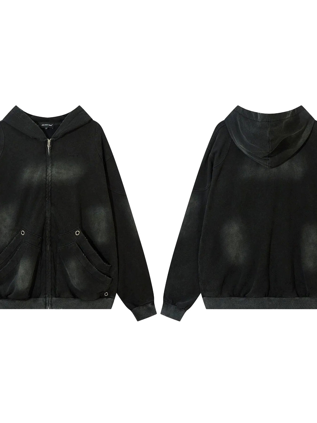 Men's Washed Zip-Up Oversized Hoodie - enhanced image 3