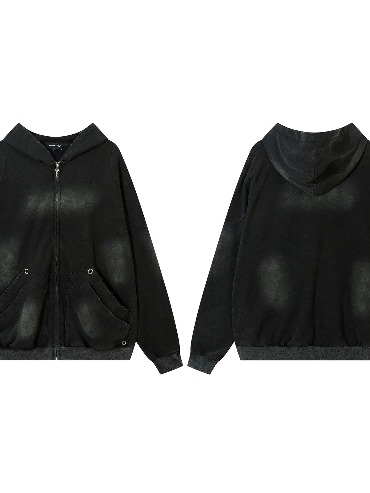 Men's Washed Zip-Up Oversized Hoodie - enhanced image 3