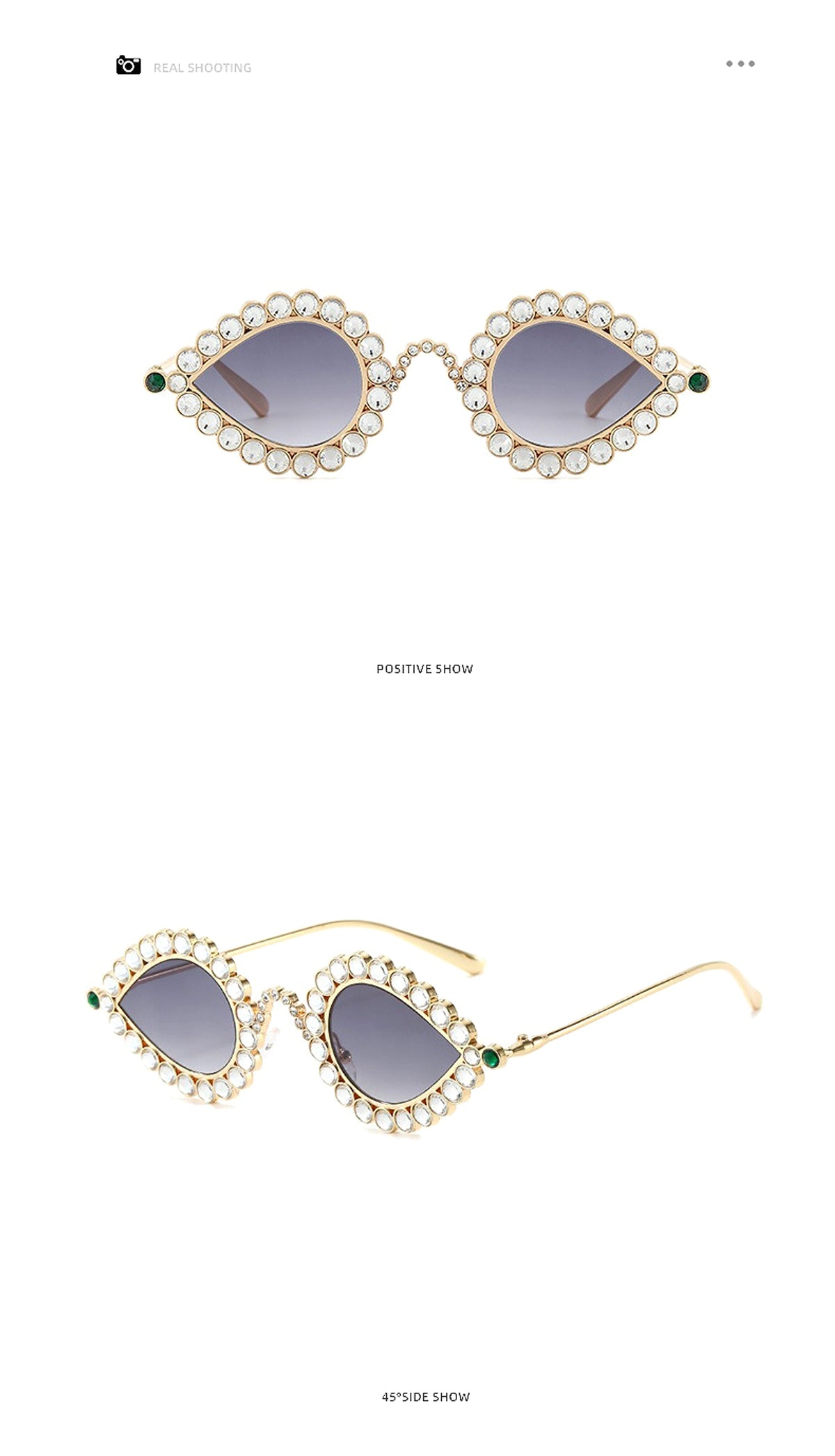 Z. Metal Small Frame Diamond Sun Glasses Accessories - enhanced image 3
