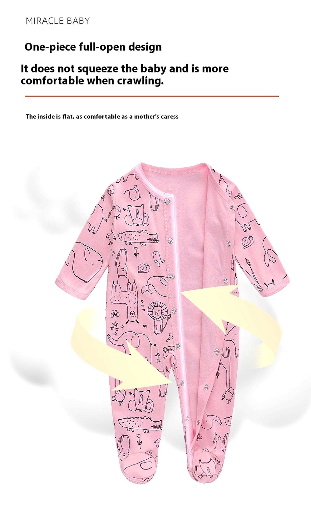 MiniSnug™ – Long Sleeve Baby Romper with Animal Print - enhanced image 3