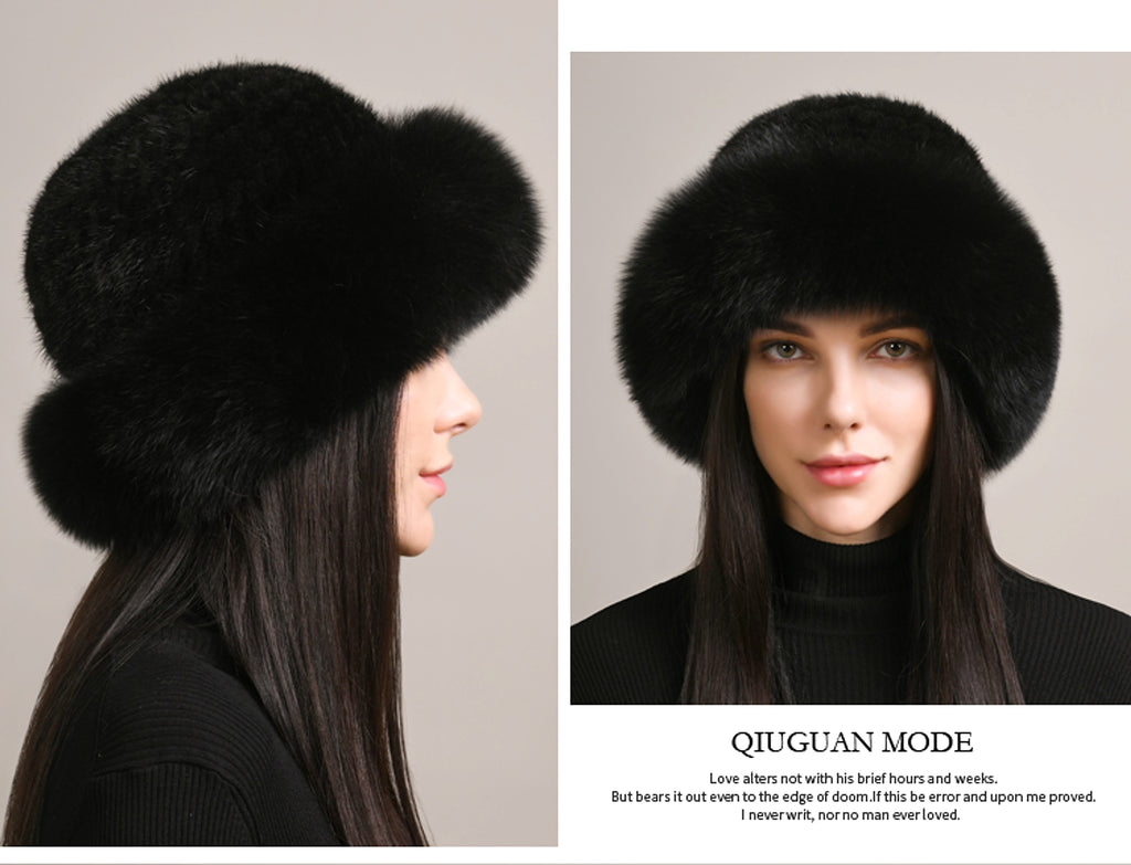 Mink Hair Hat Lady Braided Fur Winter Winter - enhanced image 3