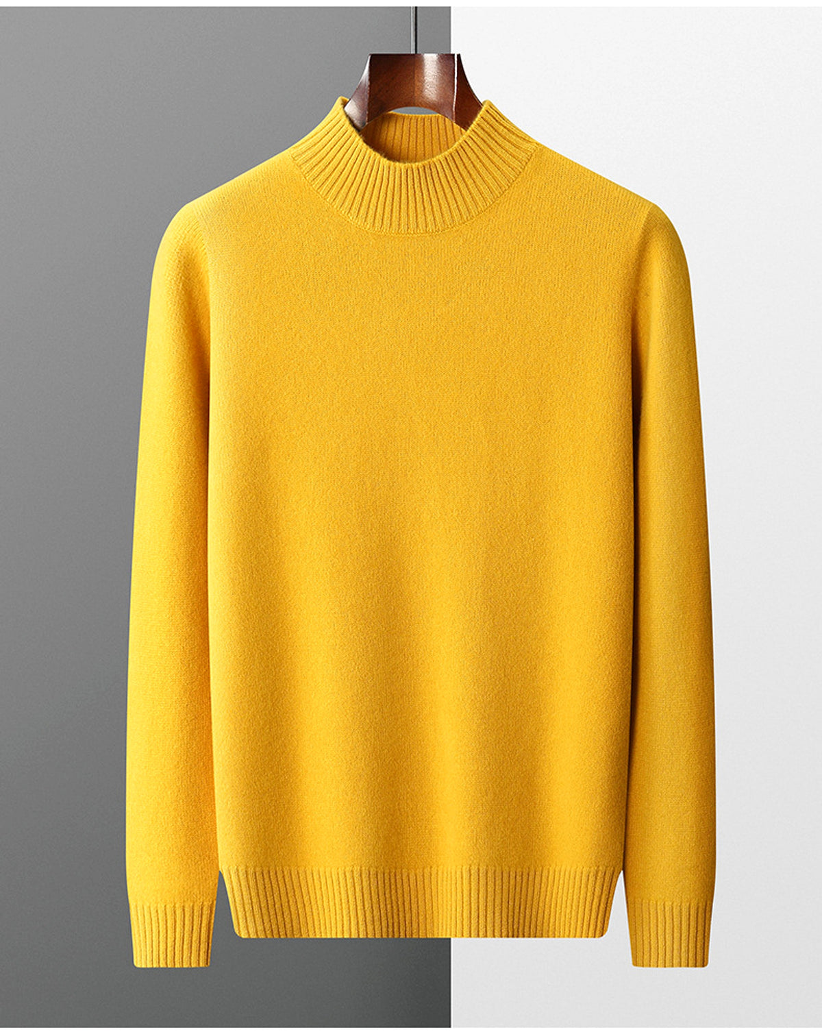 Mock Neck Sweater Men's Pure Wool - enhanced image 3