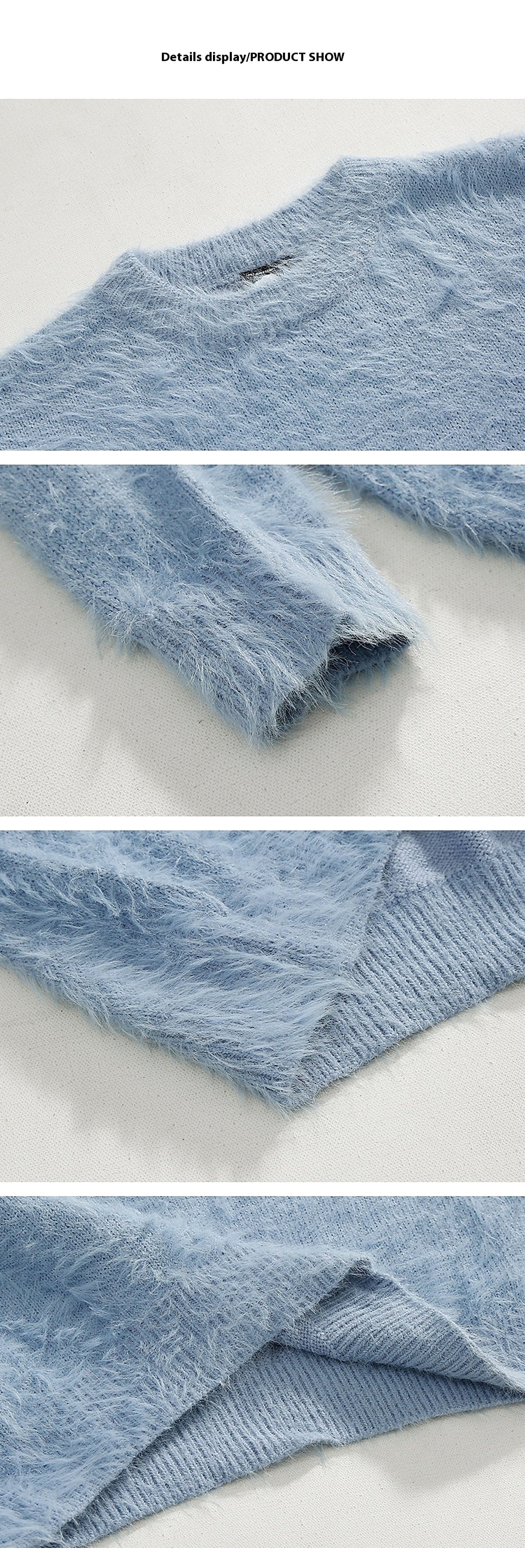 Mohair Solid Color Men's Sweater Winter Thick Round Neck - enhanced image 3