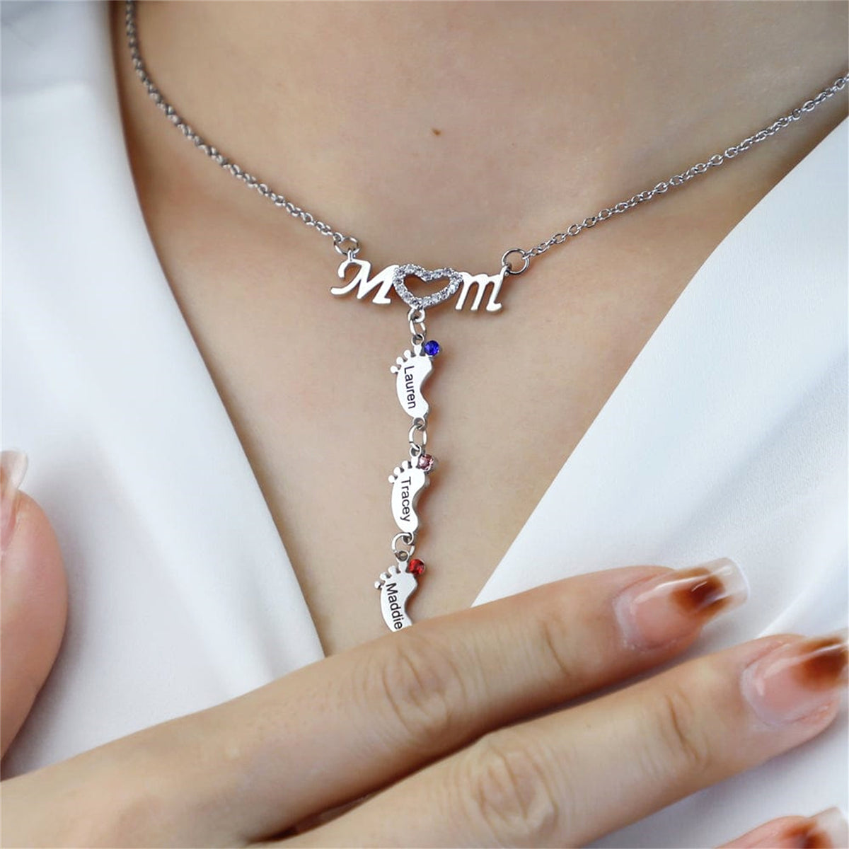 Mother's Day MOM Foot Personalized Necklace - enhanced image 3