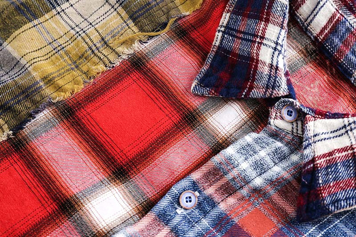 Multi-color Mosaic Plaid Fringed Hem Long Sleeve DressShirt Men - enhanced image 3