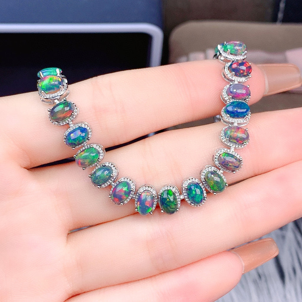 Natural Colorful Black Opal Bracelet Female Crystals - enhanced image 3