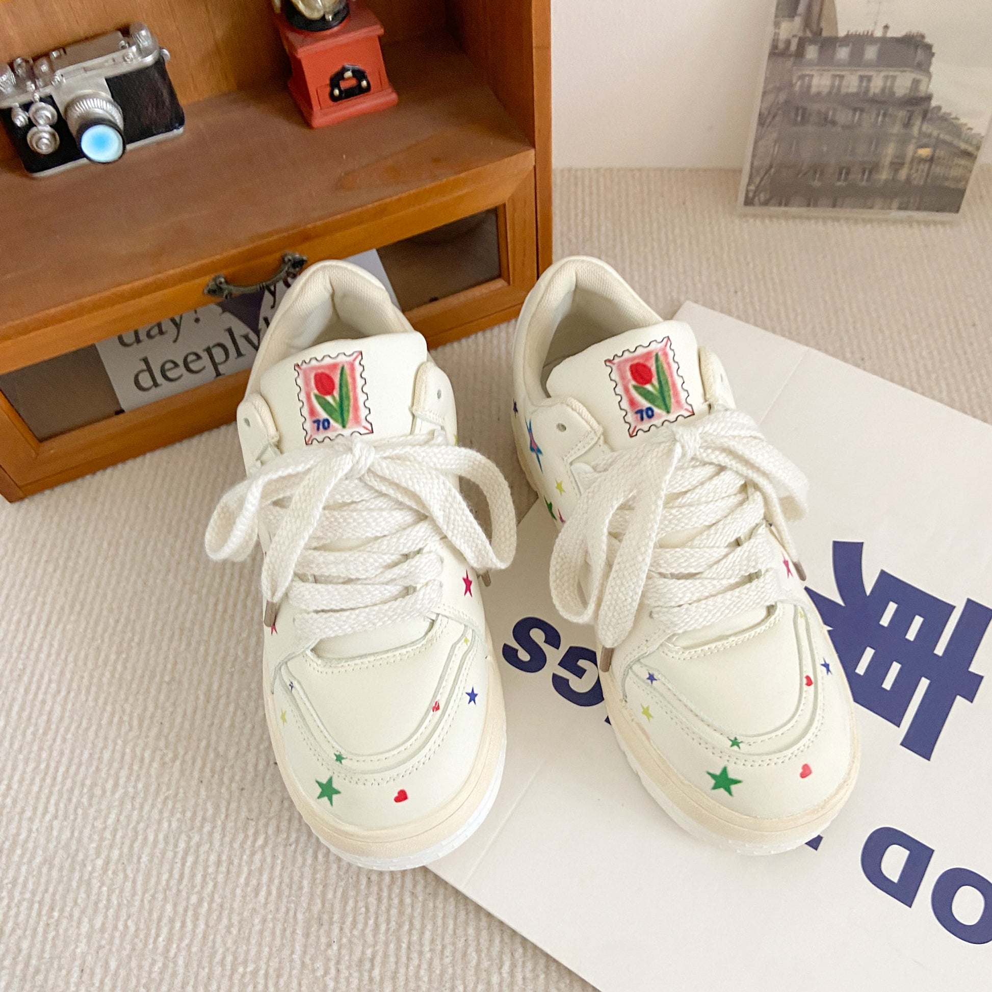New Leather Flat Platform Sneakers - enhanced image 3