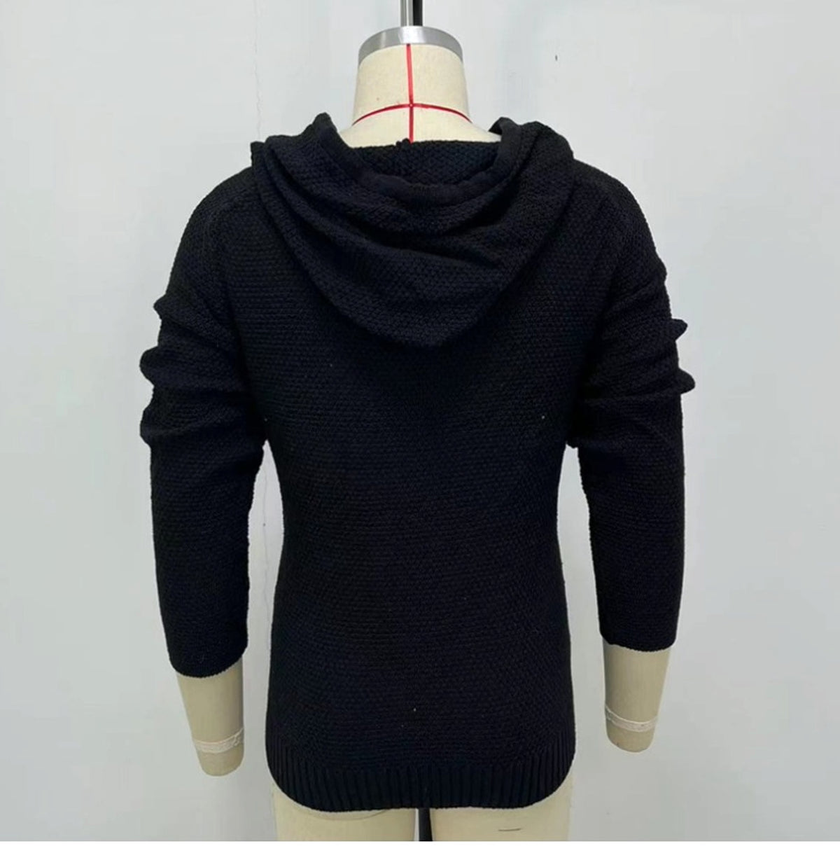 New Men's Oblique Zipper Slim-fit Long-sleeved Black With Extra Lining Sweater - enhanced image 3