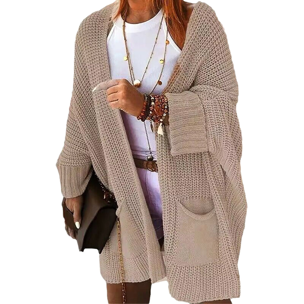 New Solid Color Loose Knitted Sweater Mid-length Coat - enhanced image 3