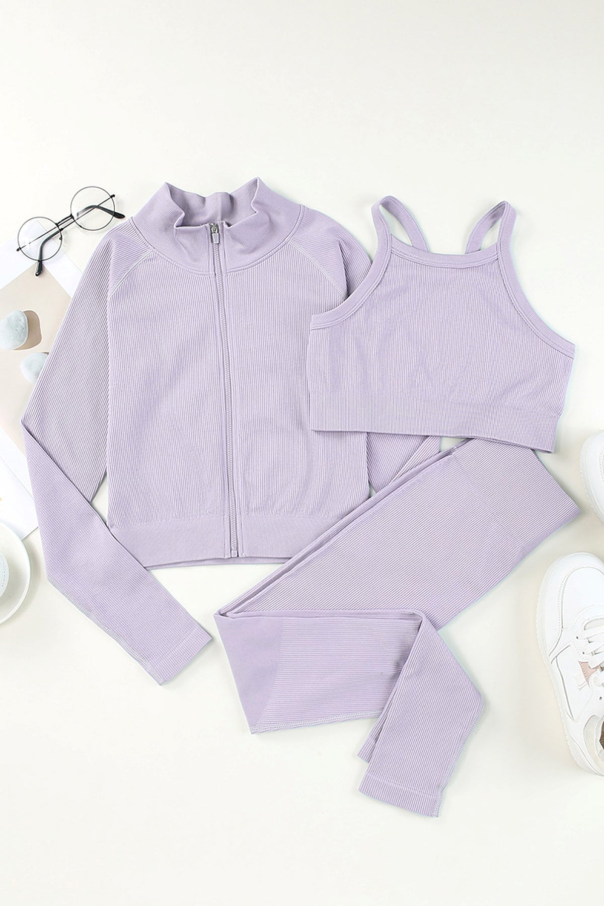New Solid Color Sleeveless Sports Suit Women Leggings - enhanced image 3