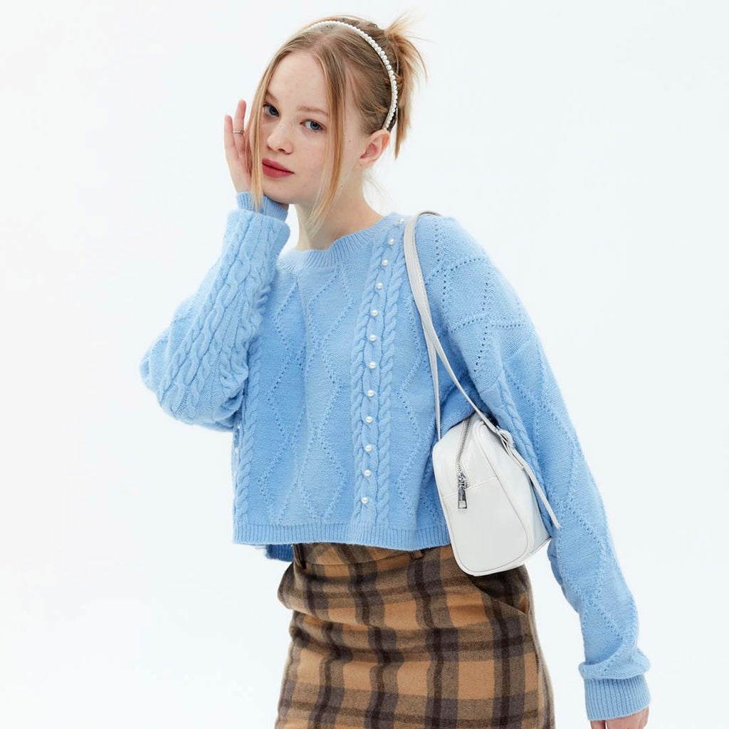 New Solid Pearl Sweater Loose And Versatile For Women - enhanced image 3