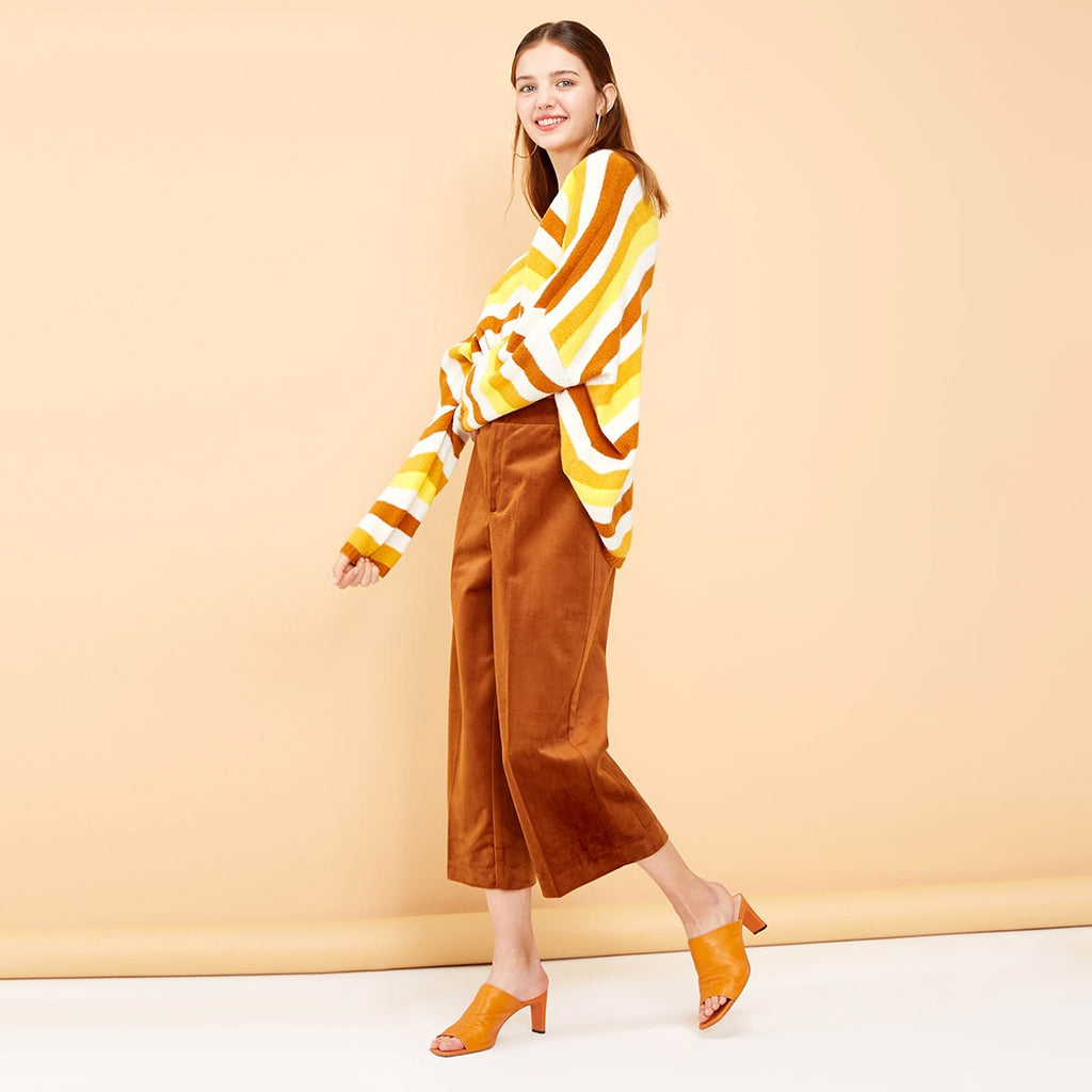 New striped stitching loose V-neck sweater women - enhanced image 3