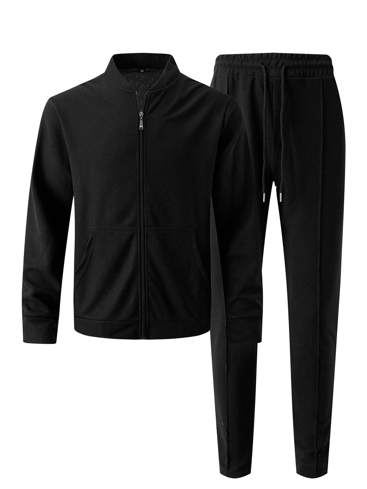 New Waffle Baseball Uniform Pocket Zipper Jacket Coat Set - enhanced image 3