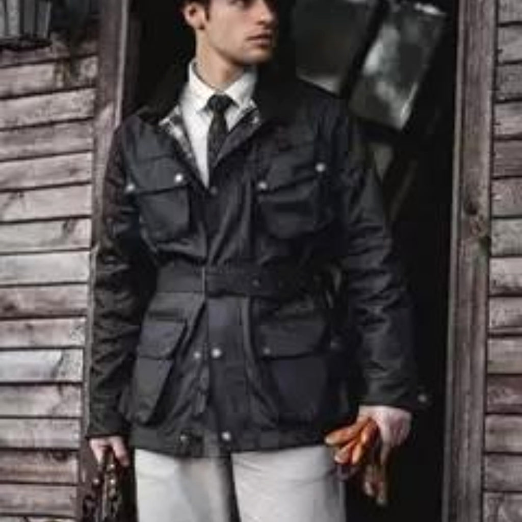 Oil Wax Jacket Trench Retro Biker's Waterproof Coat For Men - enhanced image 3