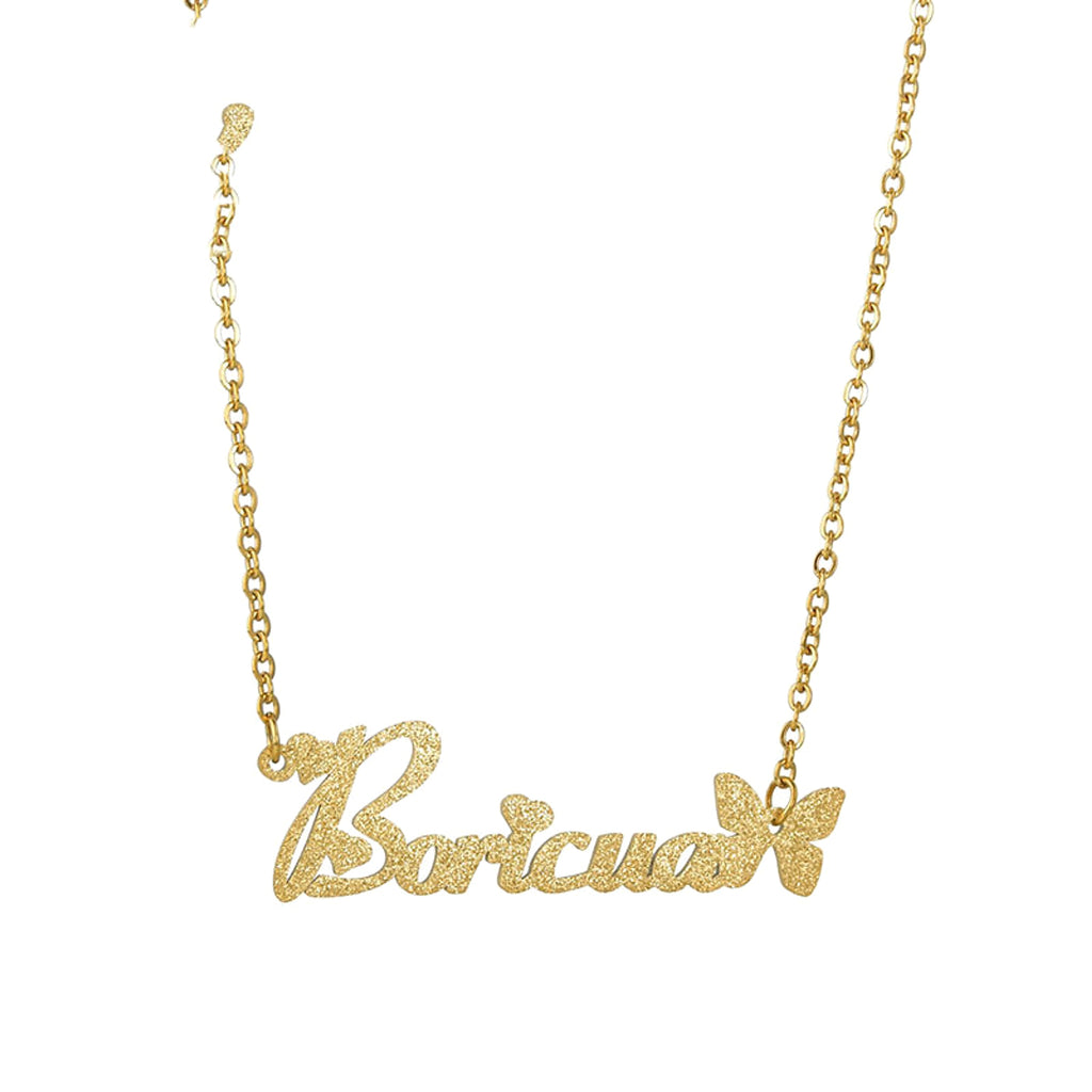 One Piece Cut Stainless Steel Butterfly English Name Matte - enhanced image 3