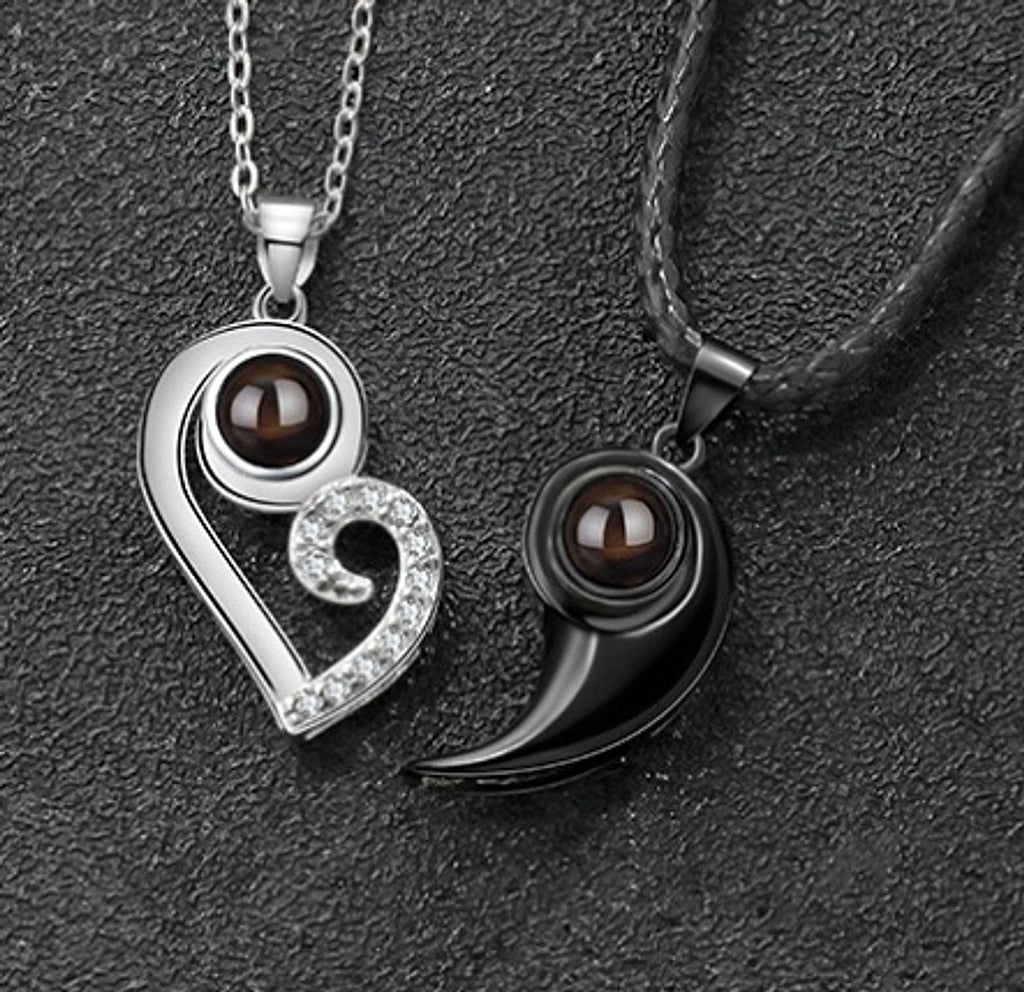❤️ Couples Diamond Heart Necklace – Forever Starts Here - enhanced image 3