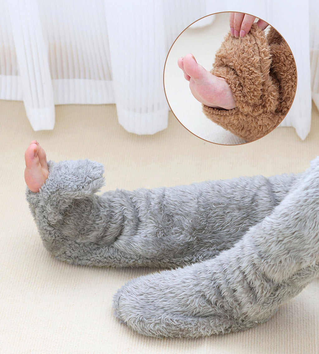 Over Knee High Fuzzy Long Socks Winter Warm Cold Leg Knee Joint Cold-proof Stockings Home Floor Sleeping Socks - enhanced image 3
