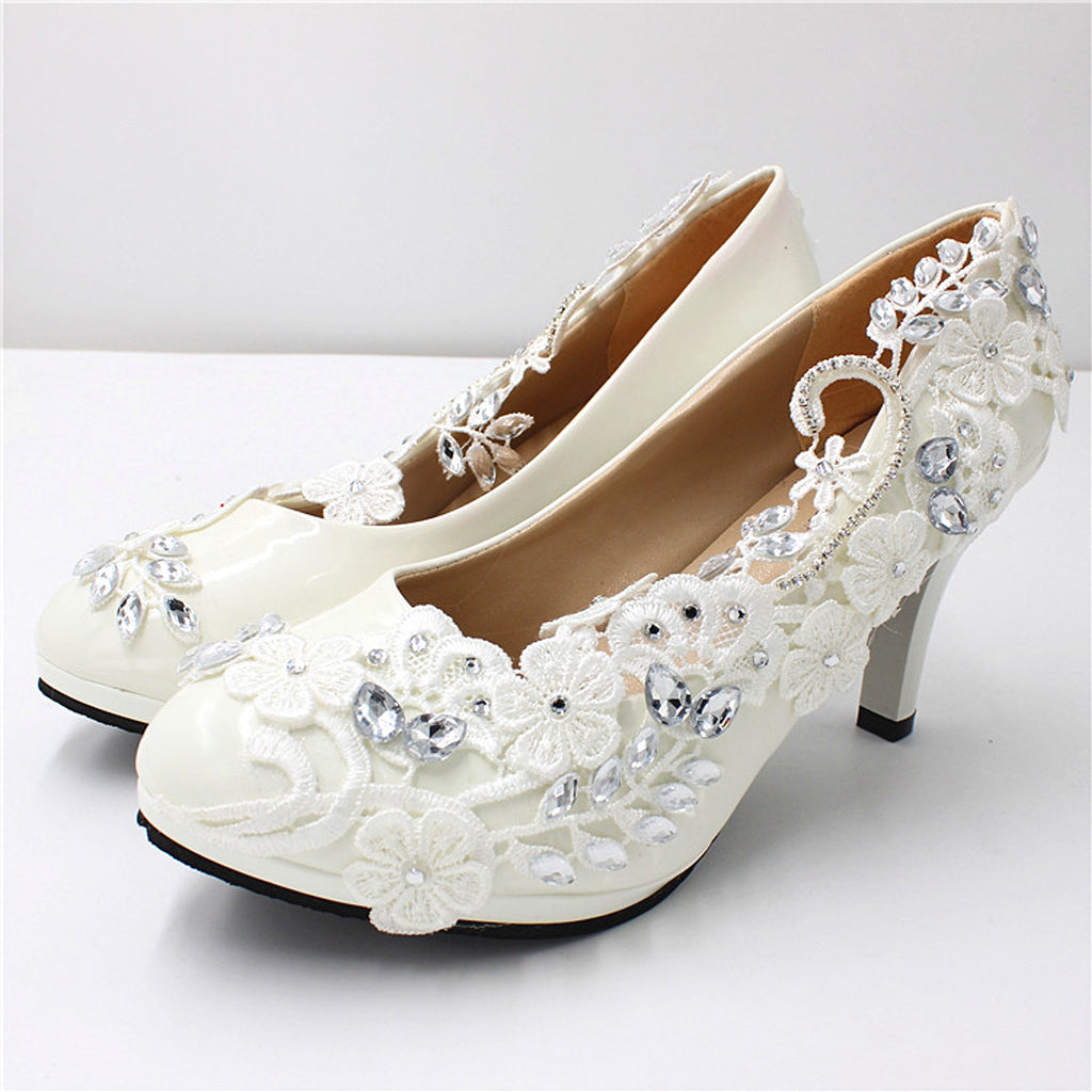 Oversized Women's White Shoes Round Toe Leather - enhanced image 3