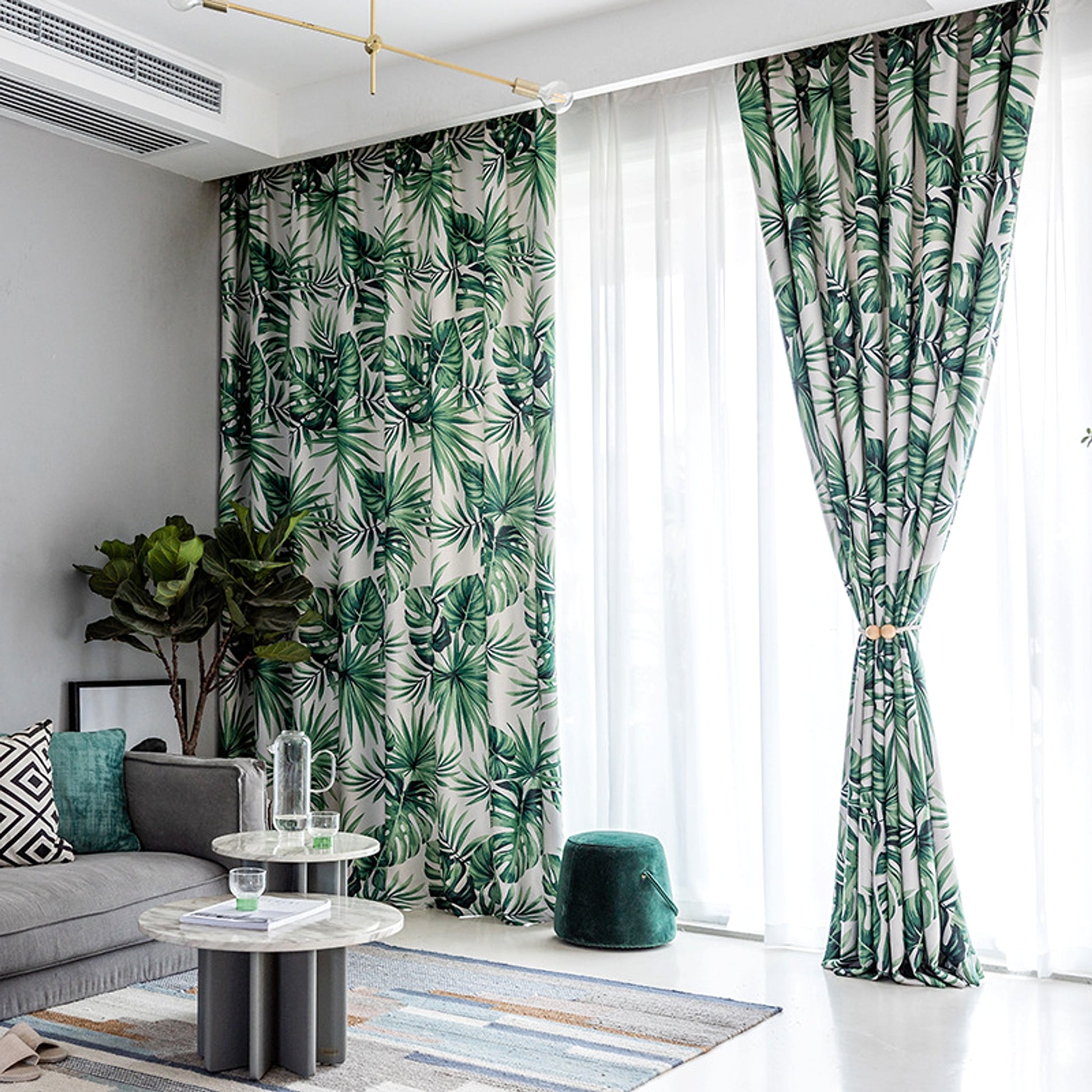PalmaCasa™ – Light Tropical Leaf Curtain Panel - enhanced image 3