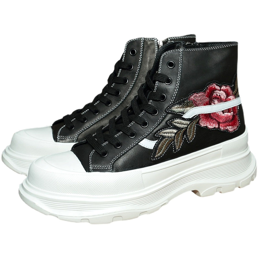 UrbanReign™ – Embroidered Leather High-Tops - enhanced image 3