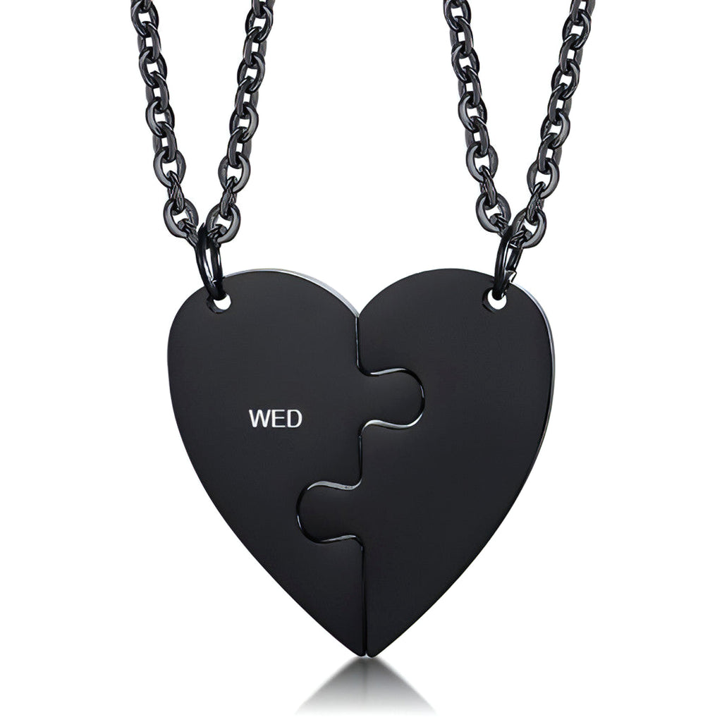 Custom Engraved Heart Puzzle Necklace – Stay Connected, Always! - enhanced image 3