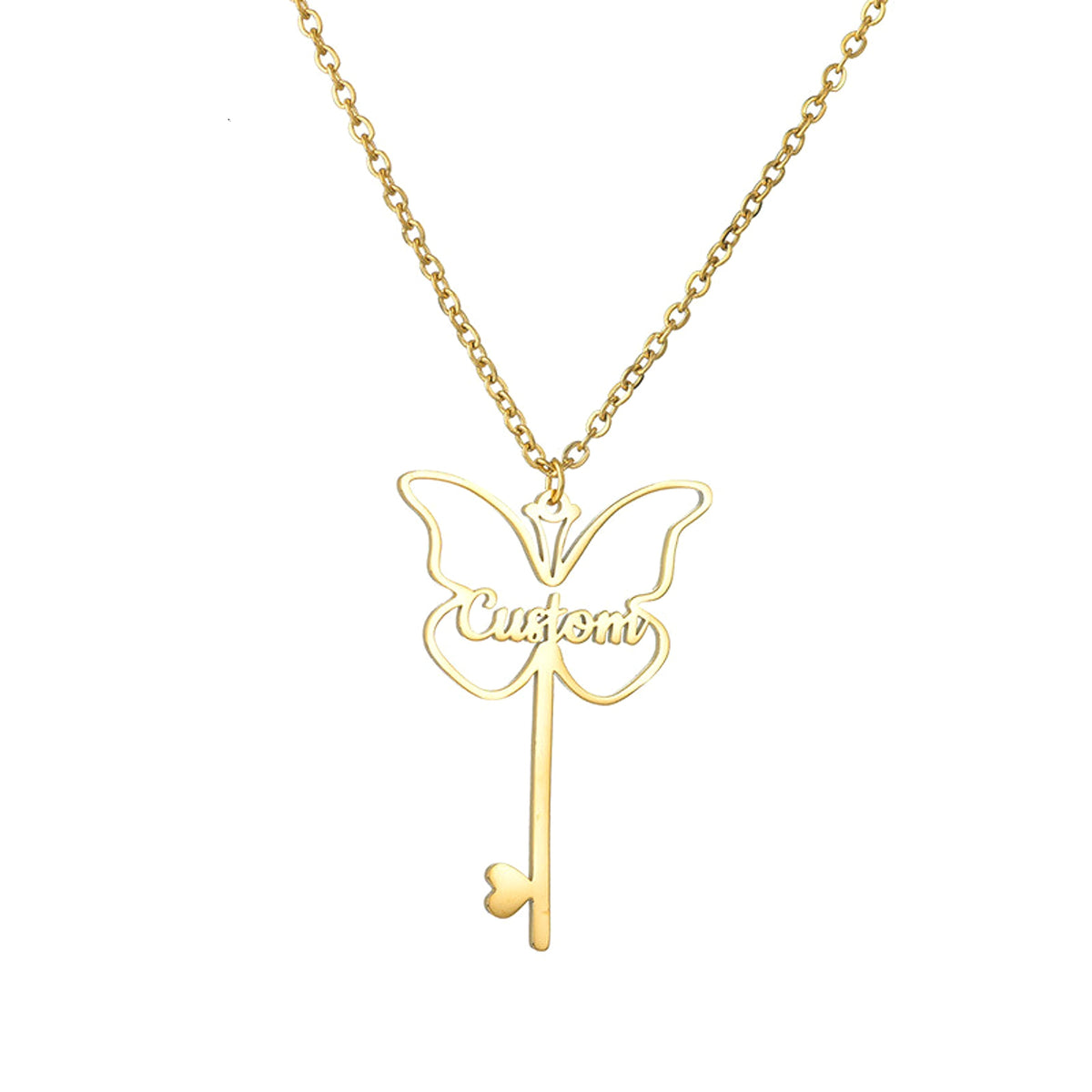 Popular Name Necklace Small Design Sense Love Butterfly Shape Key Pendant Necklace Gift - enhanced image 3