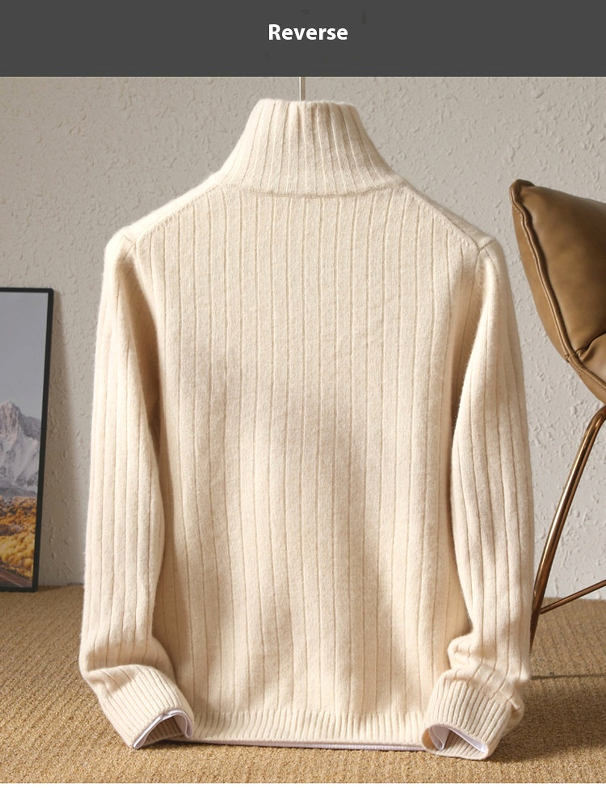 Pure Wool Sweater Men's Lapel Full Zipper - enhanced image 3