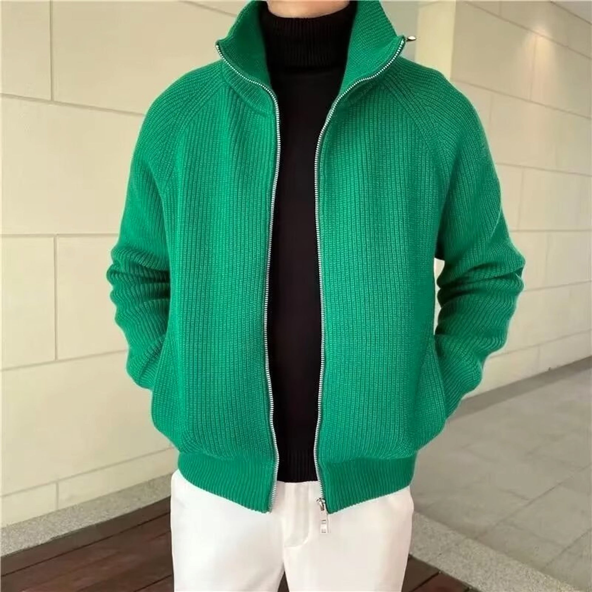 Rabbit Fur Modal Men's Cardigan - enhanced image 3