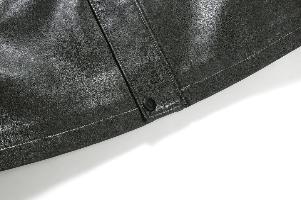 Real Leather Men's Winter Jacket – Thickened & Fleece-Lined Elegance - enhanced image 3