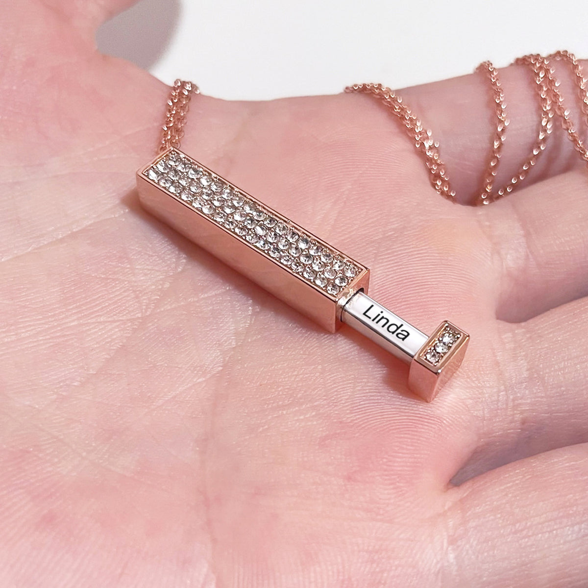 Retractable Three-dimensional Rod Pendant DIY Customized Name Diamond Necklace - enhanced image 3