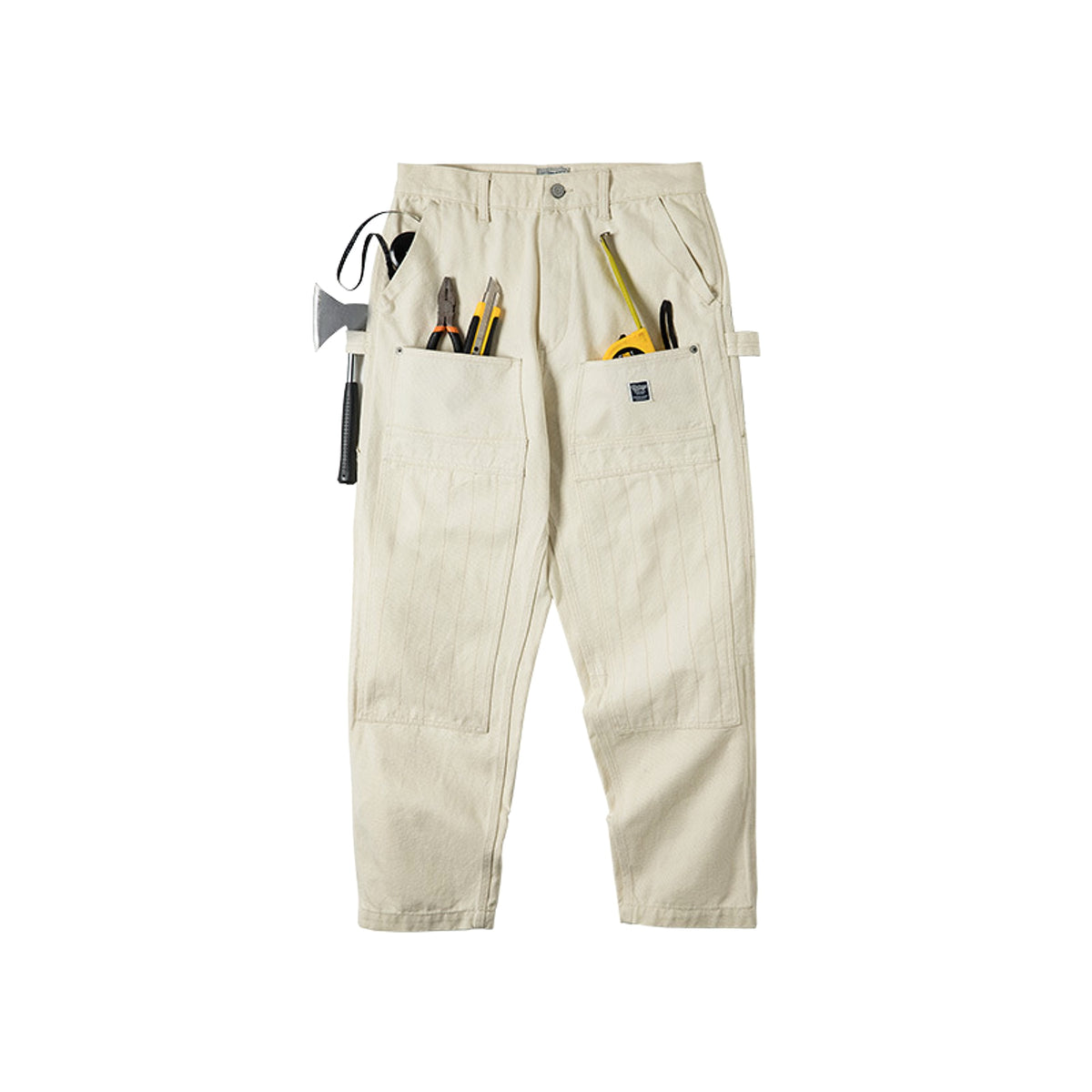 Retro Distressed Loose Creamy-white Jeans For Men - enhanced image 3