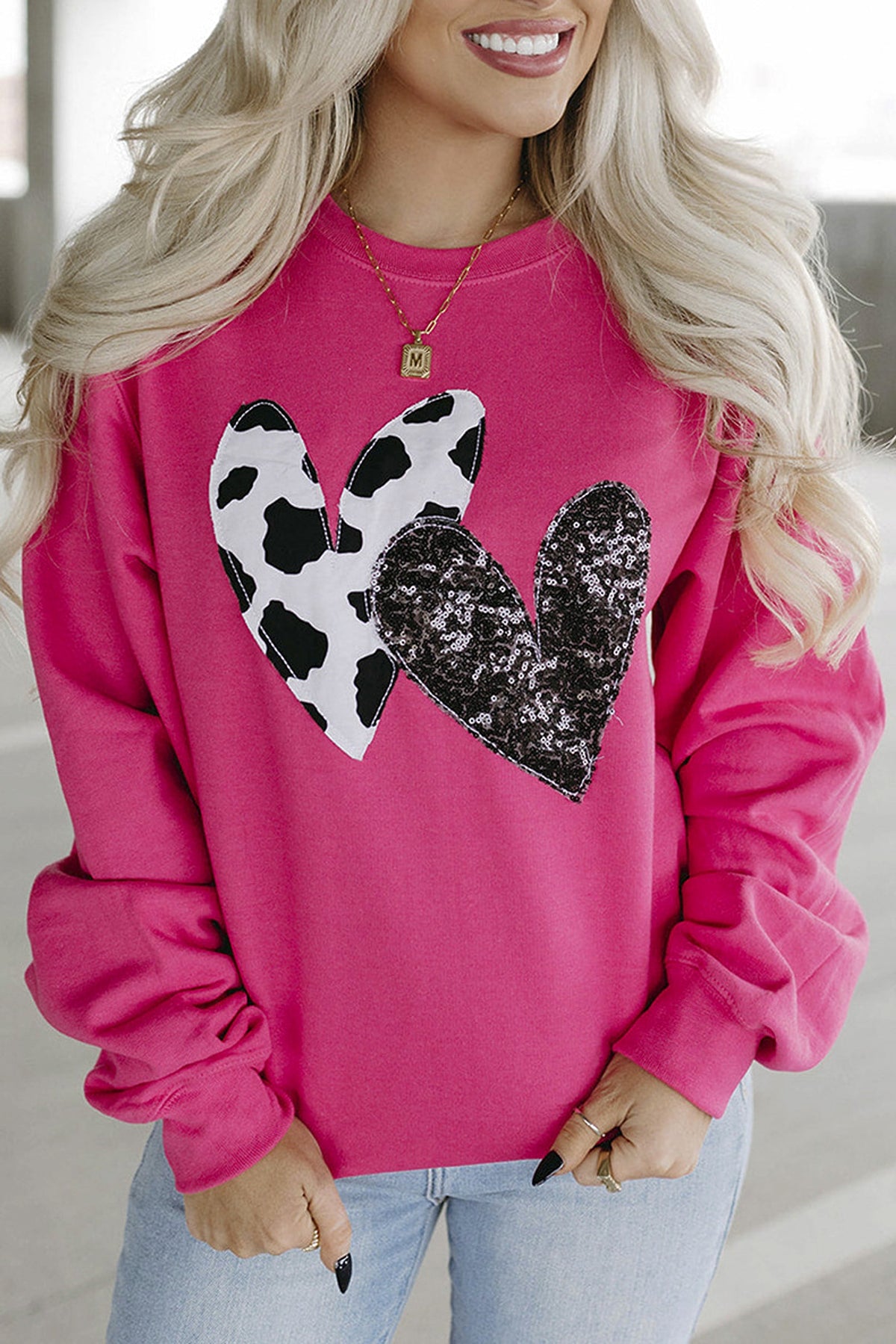 A1. Round Neck Long Sleeve Top Women's Loose Printed Sweater - enhanced image 3