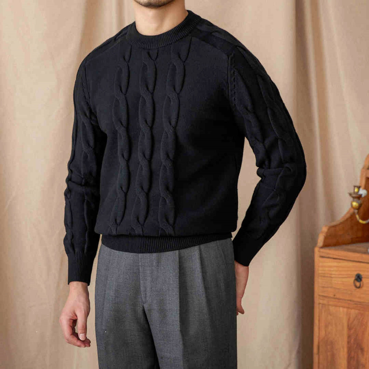 Round-neck Long-sleeved Pullover Jacquard Slim-fit Stretch Sweater - enhanced image 3