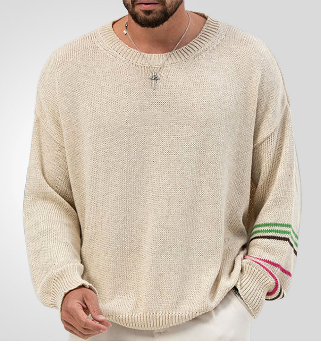 Round Neck Pullover Long Sleeve Base Lightweight Sweater - enhanced image 3