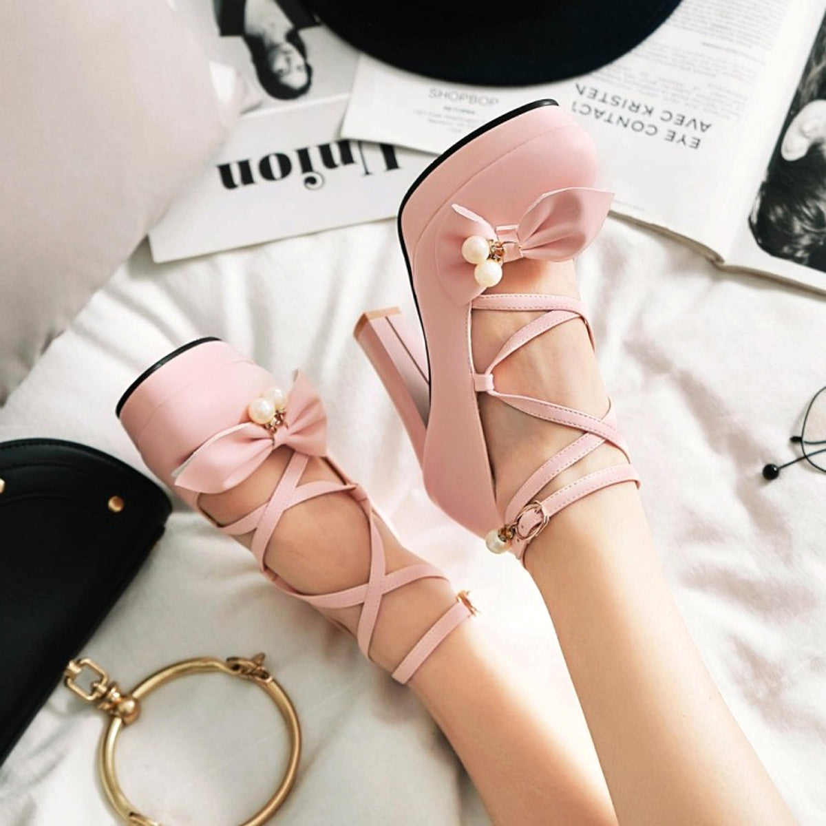 Round Toe Single Shoe Thick Heel Platform - enhanced image 3