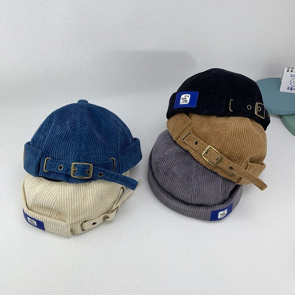 Sailor Corduroy Button Trendy Cap Hat - enhanced image 3